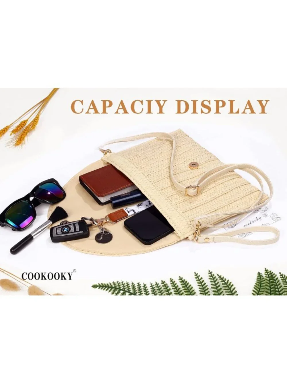 Woven Straw Clutch Handbag for Women - Summer Beach Purse, Stylish Envelope Bag